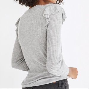 MADEWELL gray long sleeve ribbed top